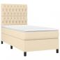 Preview: Boxspringbett mit Matratze & LED Creme 90x190 cm Stoff