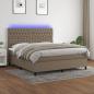 Preview: ARDEBO.de - Boxspringbett mit Matratze & LED Taupe 180x200 cm Stoff