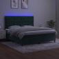 Preview: Boxspringbett mit Matratze & LED Dunkelgrün 160x200 cm Samt