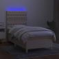 Preview: Boxspringbett mit Matratze & LED Creme 100x200 cm Stoff