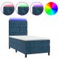 Preview: Boxspringbett mit Matratze & LED Dunkelblau 90x190 cm Samt