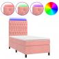 Preview: Boxspringbett mit Matratze & LED Rosa 90x200 cm Samt