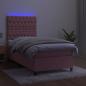 Preview: Boxspringbett mit Matratze & LED Rosa 90x200 cm Samt