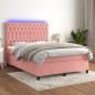 Preview: ARDEBO.de - Boxspringbett mit Matratze & LED Rosa 140x190 cm Samt