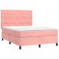 Preview: Boxspringbett mit Matratze & LED Rosa 140x190 cm Samt