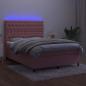 Preview: Boxspringbett mit Matratze & LED Rosa 140x190 cm Samt