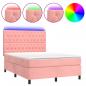 Preview: Boxspringbett mit Matratze & LED Rosa 140x200 cm Samt