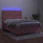 Preview: Boxspringbett mit Matratze & LED Rosa 140x200 cm Samt