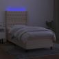 Preview: Boxspringbett mit Matratze & LED Creme 90x190 cm Stoff