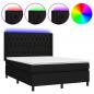 Preview: Boxspringbett mit Matratze & LED Schwarz 140x190 cm Stoff