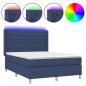 Preview: Boxspringbett mit Matratze & LED Blau 140x190 cm Stoff