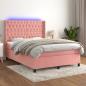 Preview: ARDEBO.de - Boxspringbett mit Matratze & LED Rosa 140x190 cm Samt