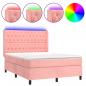 Preview: Boxspringbett mit Matratze & LED Rosa 140x190 cm Samt