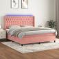 Preview: ARDEBO.de - Boxspringbett mit Matratze & LED Rosa 180x200 cm Samt