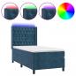 Preview: Boxspringbett mit Matratze & LED Dunkelblau 90x200 cm Samt