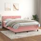 Preview: ARDEBO.de - Boxspringbett mit Matratze Rosa 140x190 cm Samt