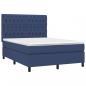 Preview: Boxspringbett mit Matratze Blau 140x190 cm Stoff