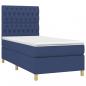 Preview: Boxspringbett mit Matratze Blau 90x190 cm Stoff