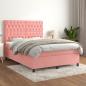 Preview: ARDEBO.de - Boxspringbett mit Matratze Rosa 140x200 cm Samt