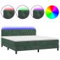 Preview: Boxspringbett mit Matratze & LED Dunkelgrün 160x200 cm Samt