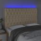 Preview: LED Kopfteil Creme 160x7x118/128 cm Stoff