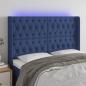 Preview: ARDEBO.de - LED Kopfteil Blau 163x16x118/128 cm Stoff