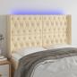 Preview: ARDEBO.de - LED Kopfteil Creme 163x16x118/128 cm Stoff