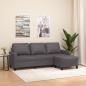 Preview: ARDEBO.de - 3-Sitzer-Sofa mit Hocker Grau 180 cm Kunstleder