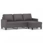 Preview: 3-Sitzer-Sofa mit Hocker Grau 180 cm Kunstleder