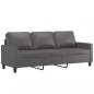 Preview: 3-Sitzer-Sofa mit Hocker Grau 180 cm Kunstleder