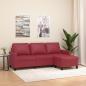 Preview: ARDEBO.de - 3-Sitzer-Sofa mit Hocker Weinrot 180 cm Kunstleder