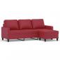 Preview: 3-Sitzer-Sofa mit Hocker Weinrot 180 cm Kunstleder