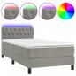 Preview: Boxspringbett mit Matratze & LED Hellgrau 90x190 cm Samt