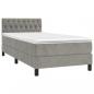 Preview: Boxspringbett mit Matratze & LED Hellgrau 90x190 cm Samt