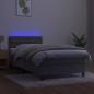 Preview: Boxspringbett mit Matratze & LED Hellgrau 90x190 cm Samt