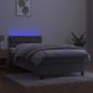 Preview: Boxspringbett mit Matratze & LED Hellgrau 90x200 cm Samt