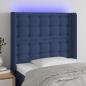 Preview: ARDEBO.de - LED Kopfteil Blau 93x16x118/128 cm Stoff