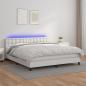 Preview: ARDEBO.de - Boxspringbett mit Matratze & LED Weiß 180x200 cm Kunstleder