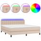 Preview: Boxspringbett mit Matratze & LED Cappuccino-Braun 180x200cm