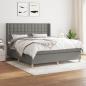 Preview: ARDEBO.de - Boxspringbett mit Matratze Dunkelgrau 180x200 cm Stoff