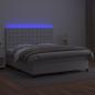 Preview: Boxspringbett mit Matratze & LED Weiß 180x200 cm Kunstleder