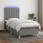 Preview: ARDEBO.de - Boxspringbett mit Matratze & LED Dunkelgrau 90x200 cm Stoff