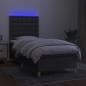 Preview: Boxspringbett mit Matratze & LED Dunkelgrau 90x200 cm Stoff