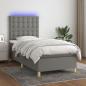 Preview: ARDEBO.de - Boxspringbett mit Matratze & LED Dunkelgrau 90x190 cm Stoff