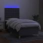 Preview: Boxspringbett mit Matratze & LED Dunkelgrau 90x190 cm Stoff