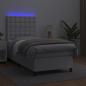 Preview: Boxspringbett mit Matratze & LED Weiß 90x190 cm Kunstleder