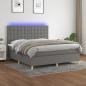 Preview: ARDEBO.de - Boxspringbett mit Matratze & LED Dunkelgrau 180x200 cm Stoff