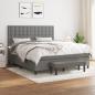 Preview: ARDEBO.de - Boxspringbett mit Matratze Dunkelgrau 180x200 cm Stoff