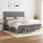 Preview: ARDEBO.de - Boxspringbett mit Matratze Dunkelgrau 180x200 cm Stoff