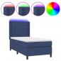 Preview: Boxspringbett mit Matratze & LED Blau 90x190 cm Stoff